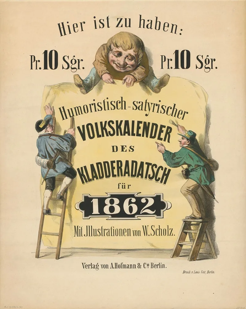 Humoristisch Satyrischer Volkskalender Des Kladderadatsch Fur 1862