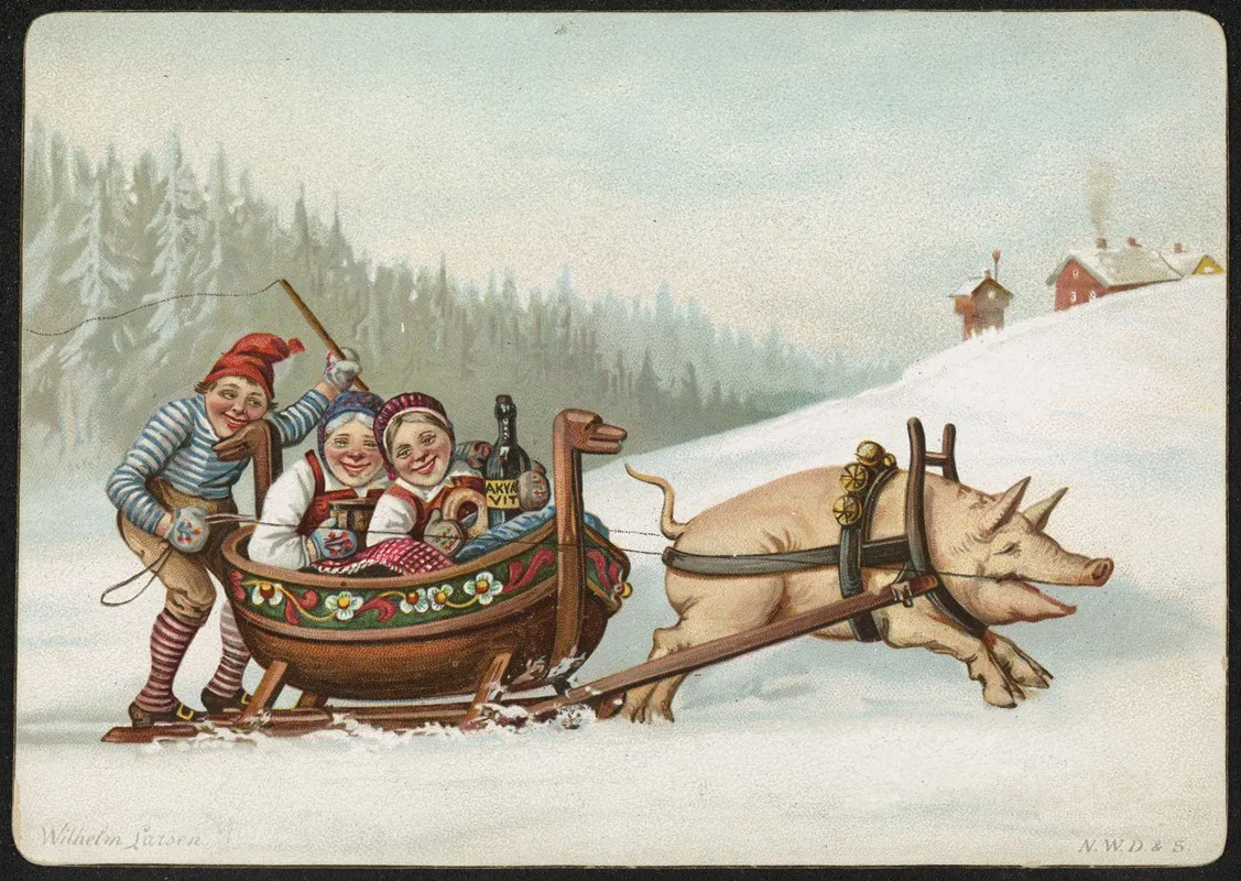 Humorous Christmas Motif 4 Wall Art by Wilhelm Larsen - High-Resolution Digital Print