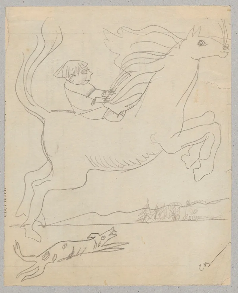 Humorous Drawing For Nephew Alik I With A Horse