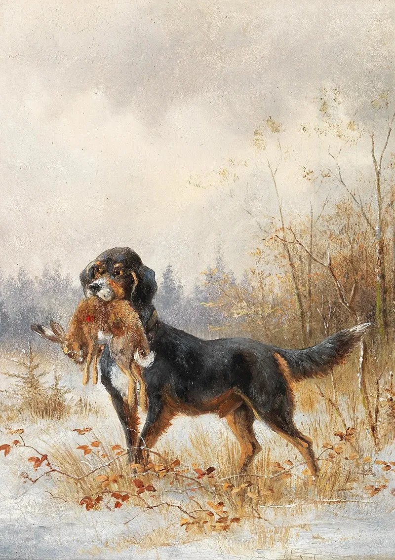 Hund Mit Hasen Wall Art by Moritz Müller II - High-Resolution Digital Print