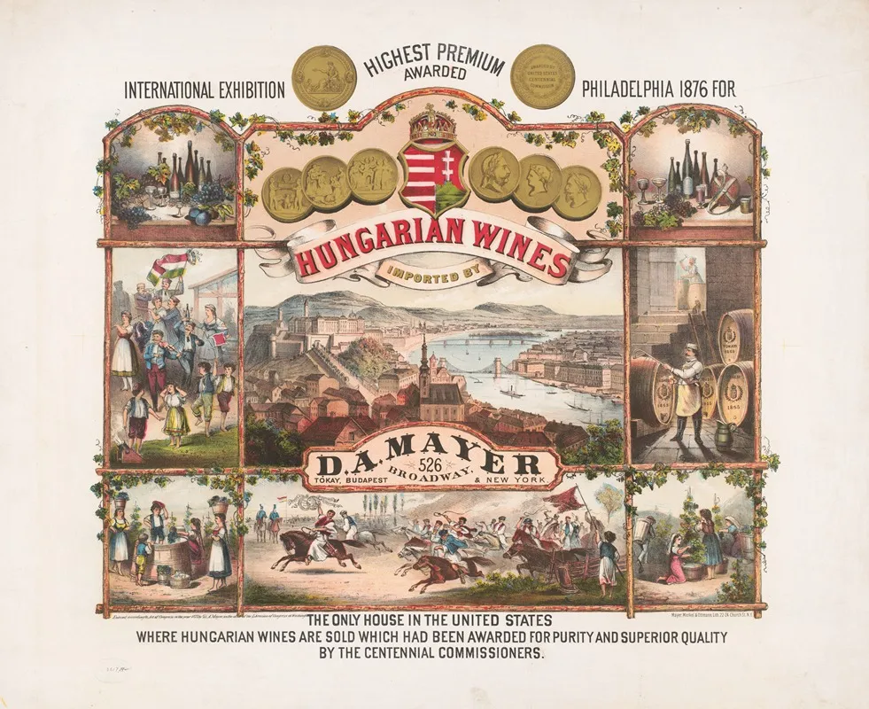Hungarian Wines Imported By D A Mayer 2 Wall Art by J. Ottmann Lith. Co. - High-Resolution Digital Print