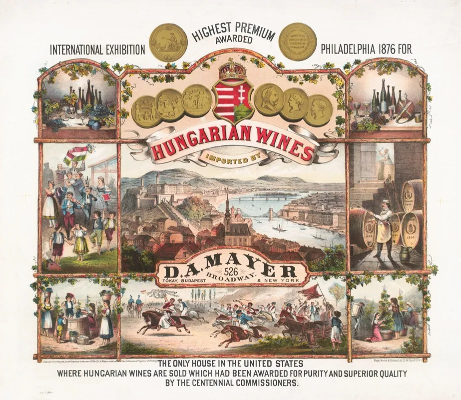Hungarian Wines Imported By D A Mayer Wall Art by Mayer, Merkel & Ottmann, Lith. - High-Resolution Digital Print