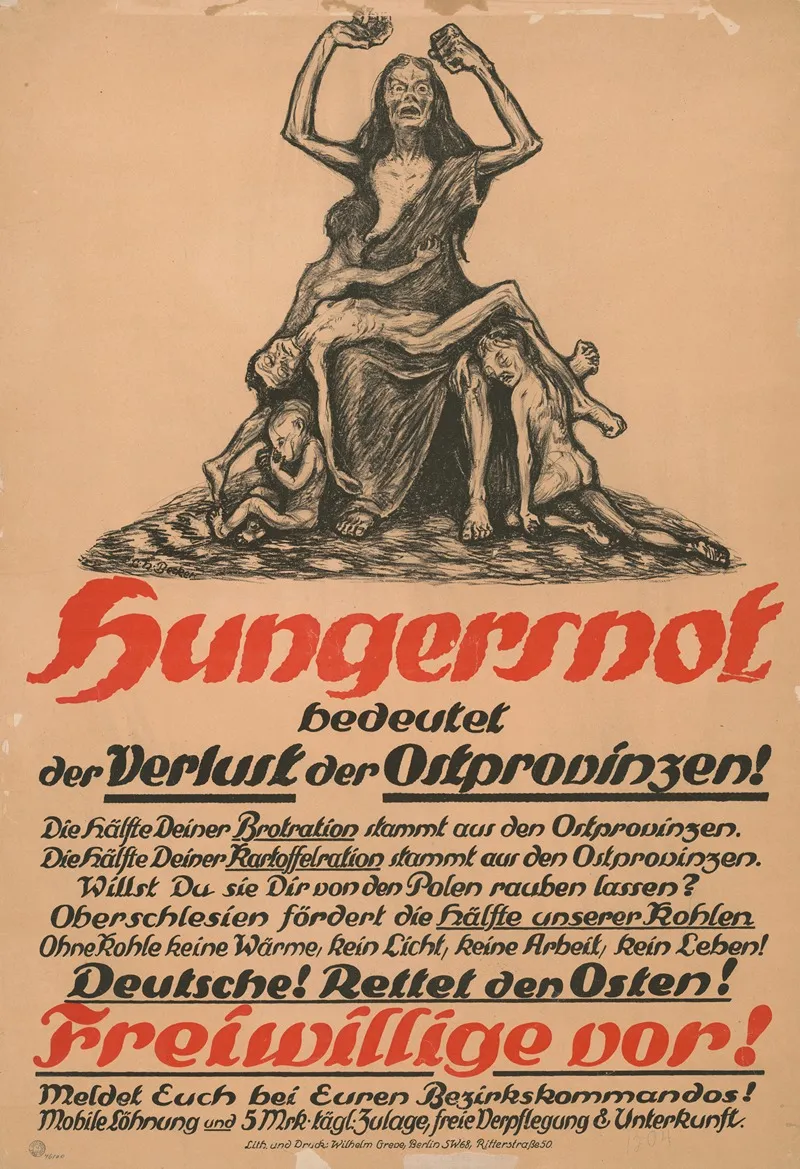 Hungersnot Bedeutet Der Verlust Der Ostprovinzen Wall Art by C.H. Becker - High-Resolution Digital Print