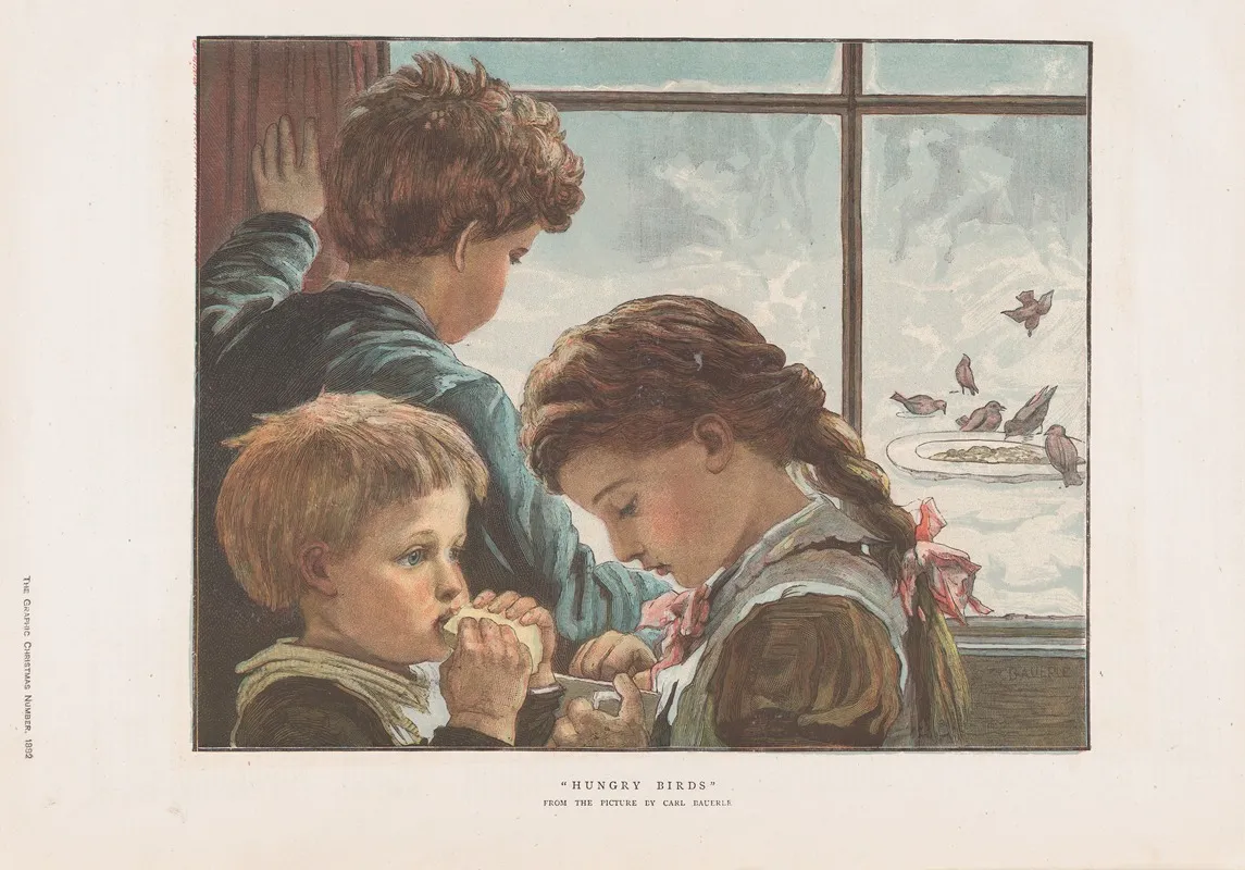 Hungry Birds Wall Art by Karl Wilhelm Friedrich Bauerle - High-Resolution Digital Print