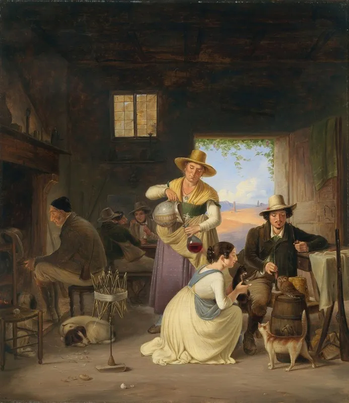 Hunters In A Tavern Wall Art by Albert Küchler - High-Resolution Digital Print