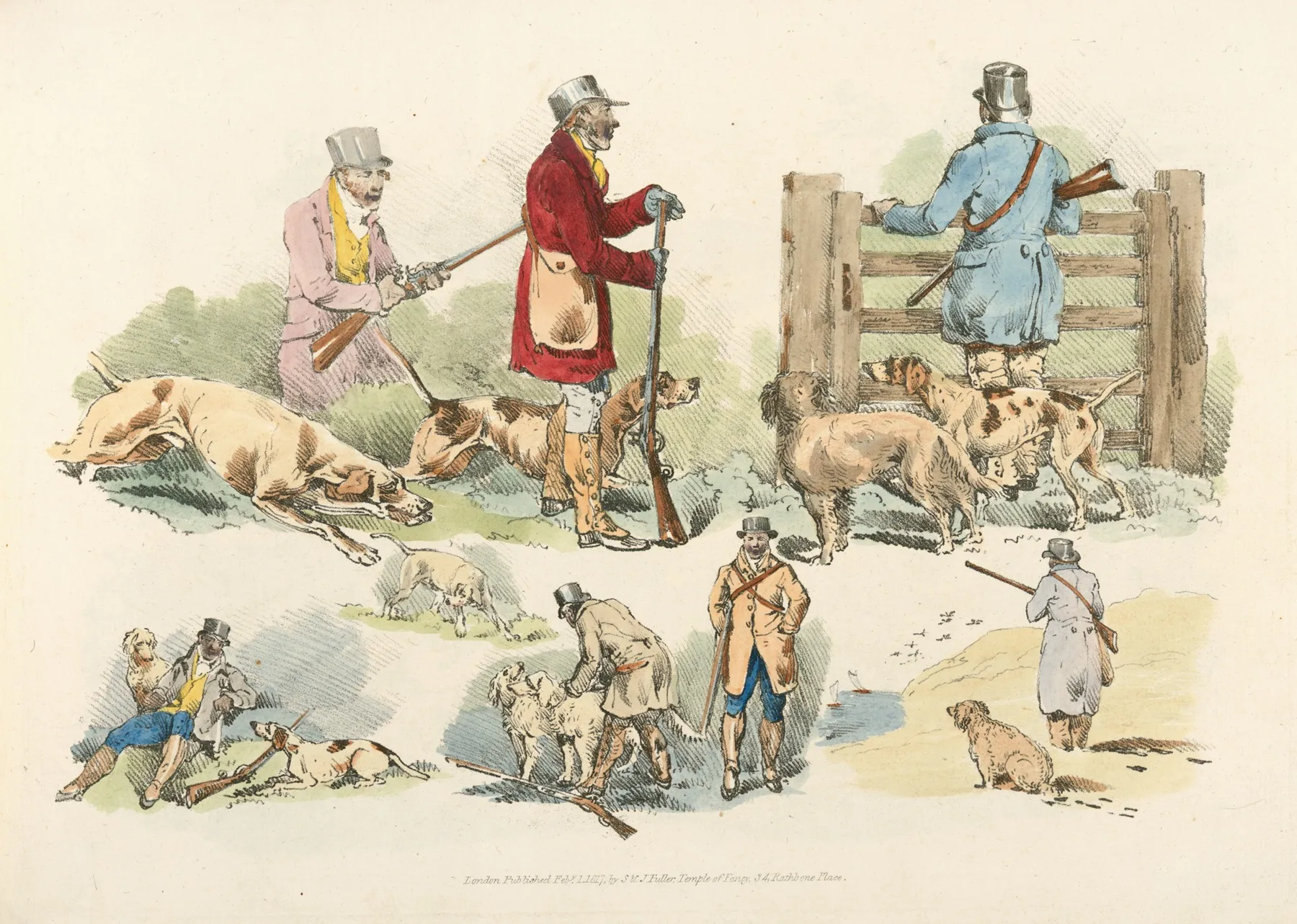 Hunters With Their Dogs