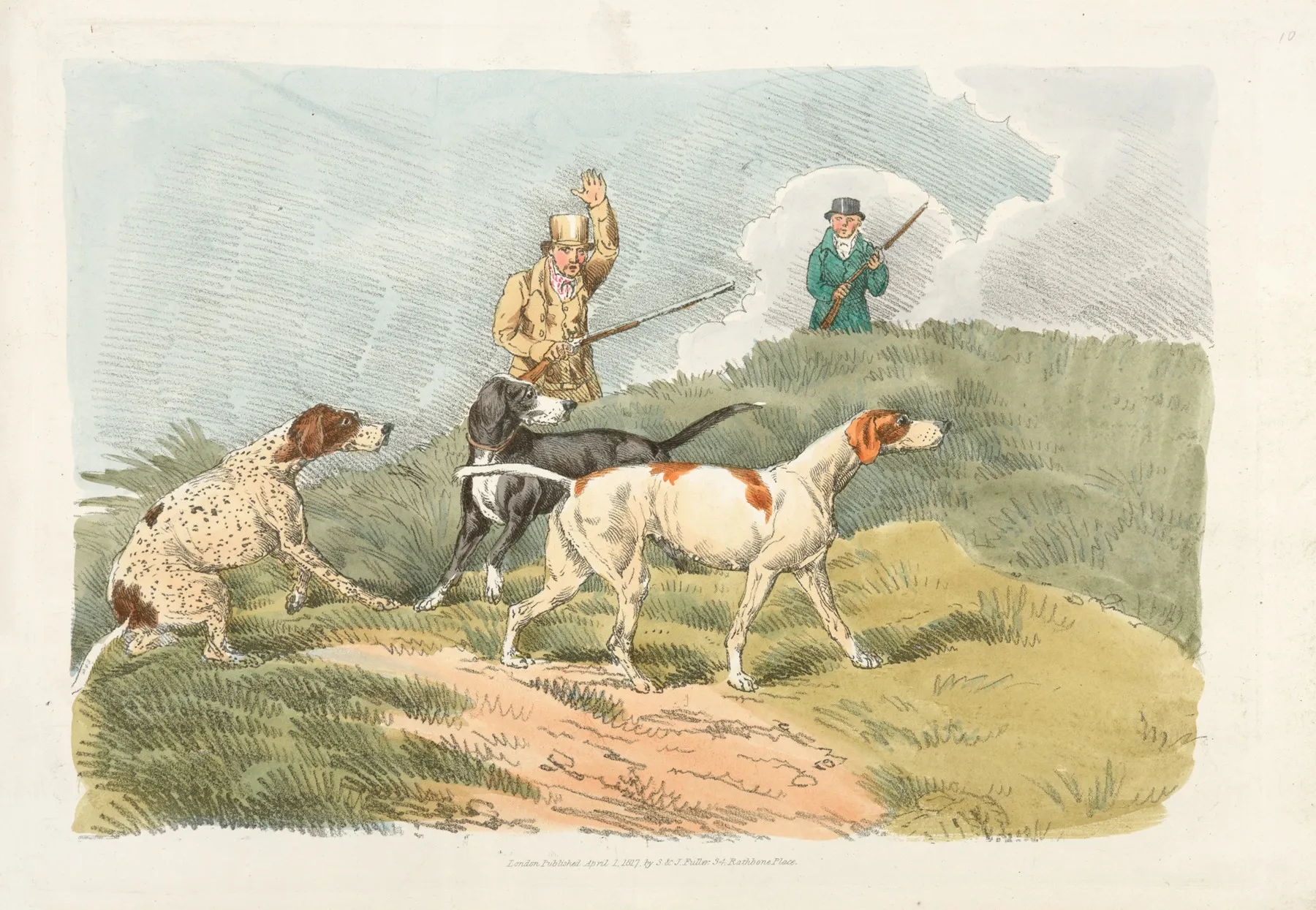 Hunting Scene Dogs Ready To Hounddown