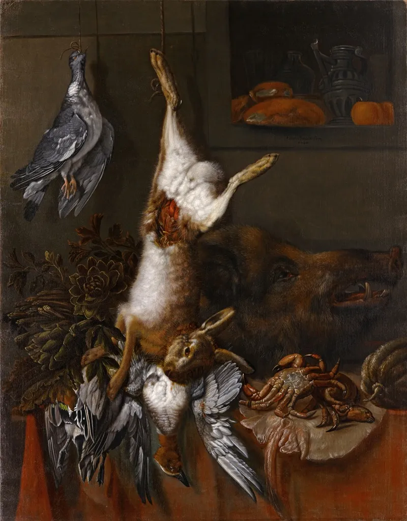 Hunting Still Life With A Hare Wall Art by Hinrich Stravius - High-Resolution Digital Print