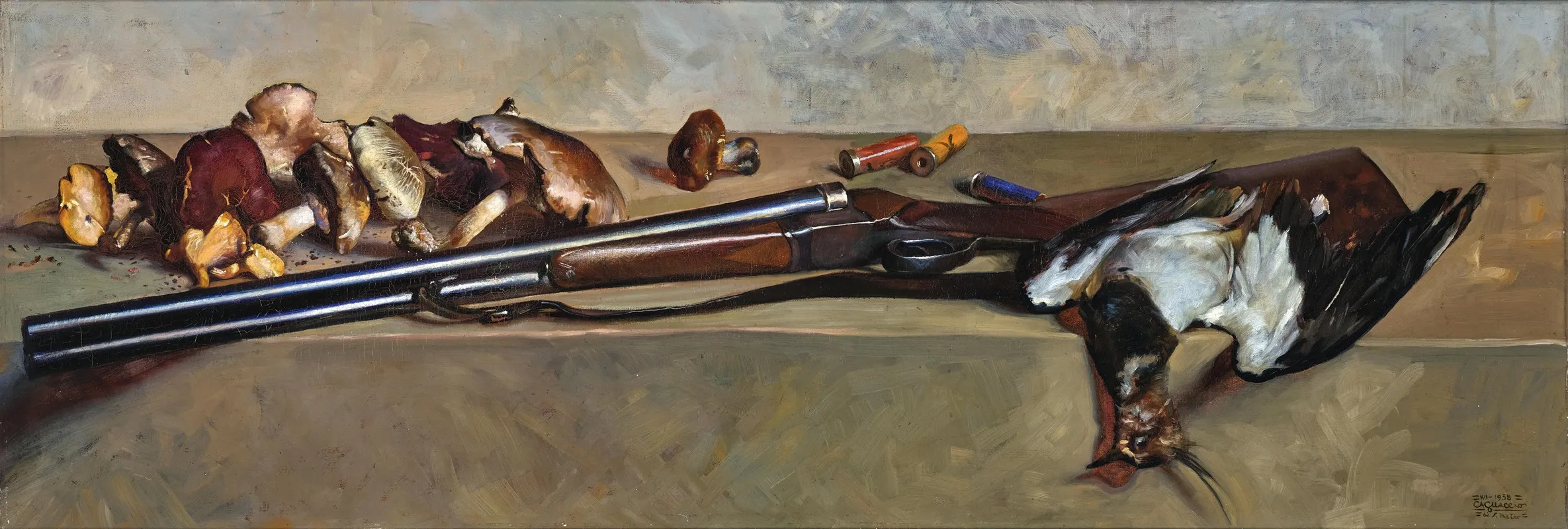 Hunting Still Life With Mushrooms Wall Art by Cagnaccio di San Pietro - High-Resolution Digital Print