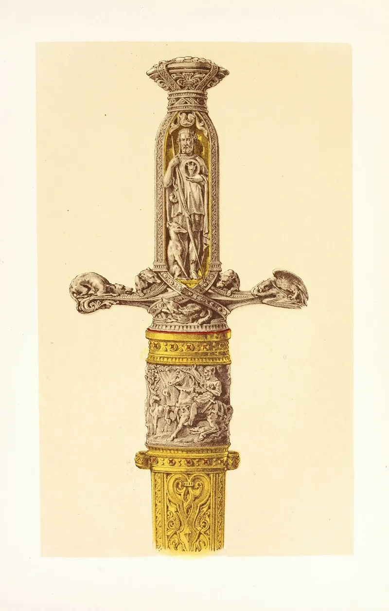 Hunting Sword With Hilt And Scabbard In Silver And Gilt Bronze Wall Art by John Charles Robinson - High-Resolution Digital Print