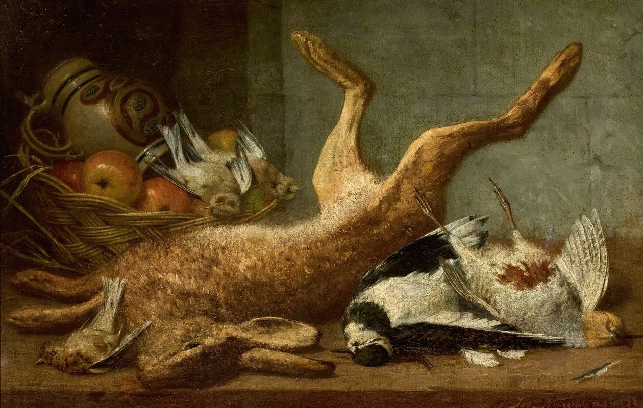 Hunting Trophies Dead Hare Wall Art by Joseph Nauwens - High-Resolution Digital Print