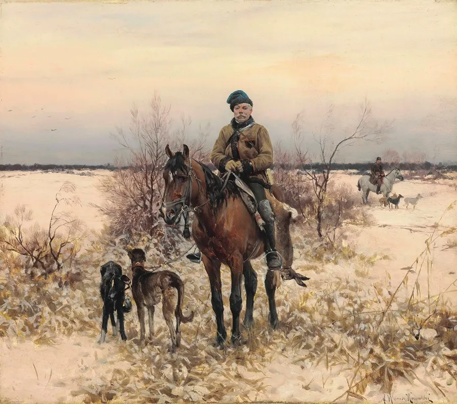 Hunting With Hounds Wall Art by Alfred von Wierusz-Kowalski - High-Resolution Digital Print