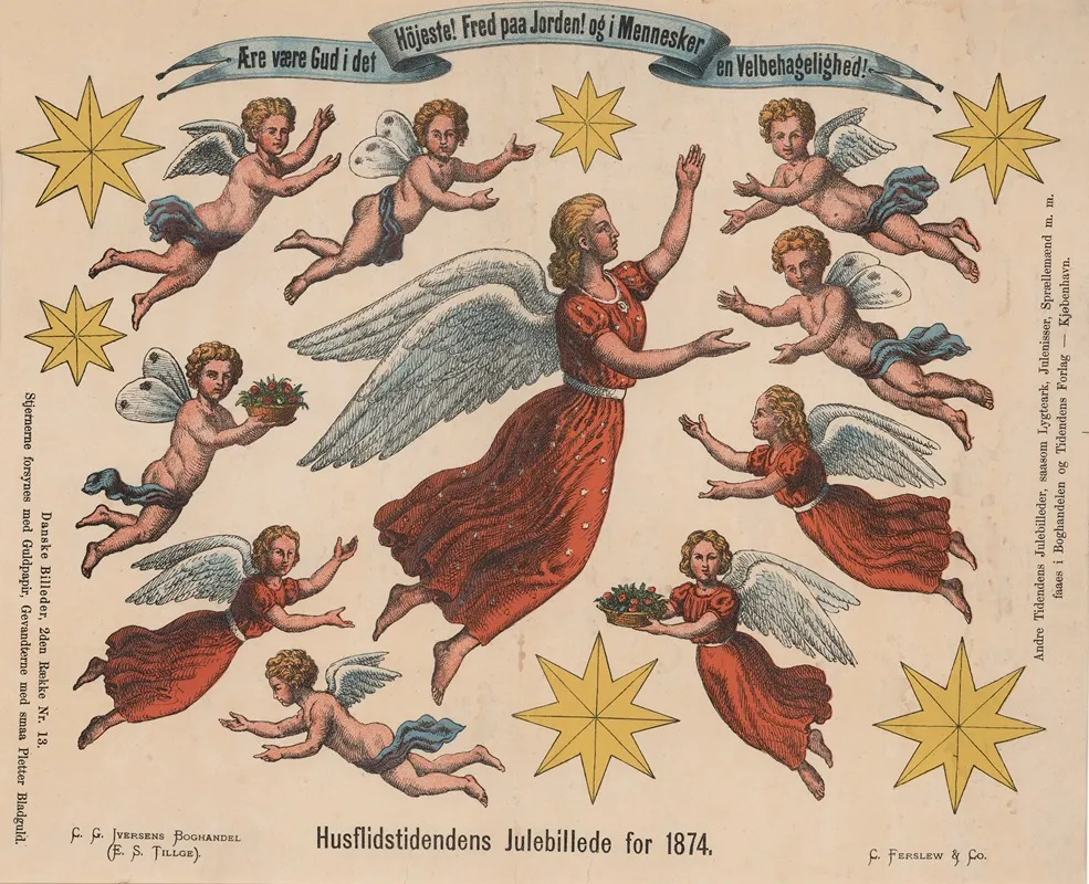 Husflidstidendens Julebillede For 1874 Wall Art by Emil Bærentzen - High-Resolution Digital Print
