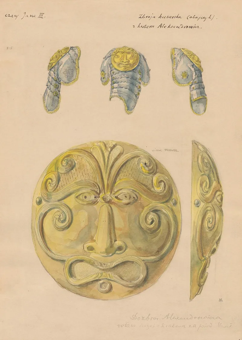 Hussar Armour With The Aleksandrowicz Coat Of Arms Front Side And Back Views Of The Bevor