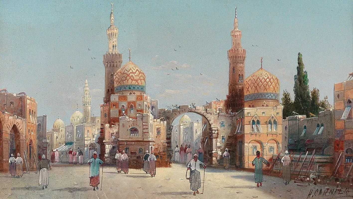 Hustle And Bustle In An Oriental City Wall Art by Karl Kaufmann - High-Resolution Digital Print