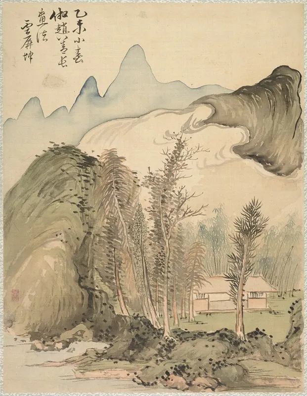 Hut Amidst The Trees Wall Art by Tsubaki Chinzan - High-Resolution Digital Print