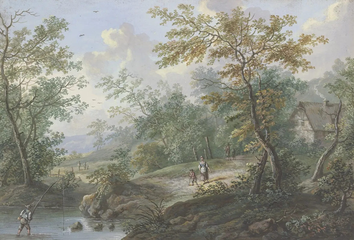 Hutte In Einem Wald Mit Staffage Wall Art by Johann Peter Neef - High-Resolution Digital Print