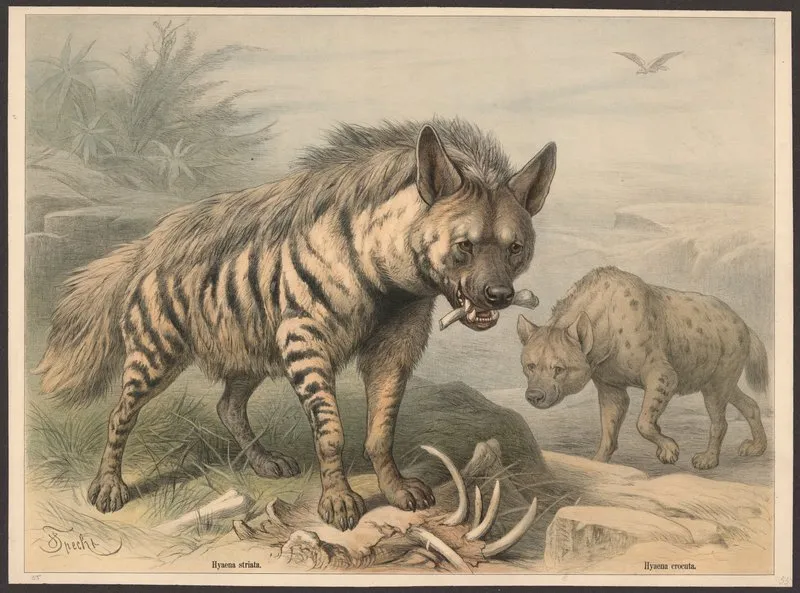 Hyaena Striata Hyaena Crocuta Wall Art by Friedrich Specht - High-Resolution Digital Print