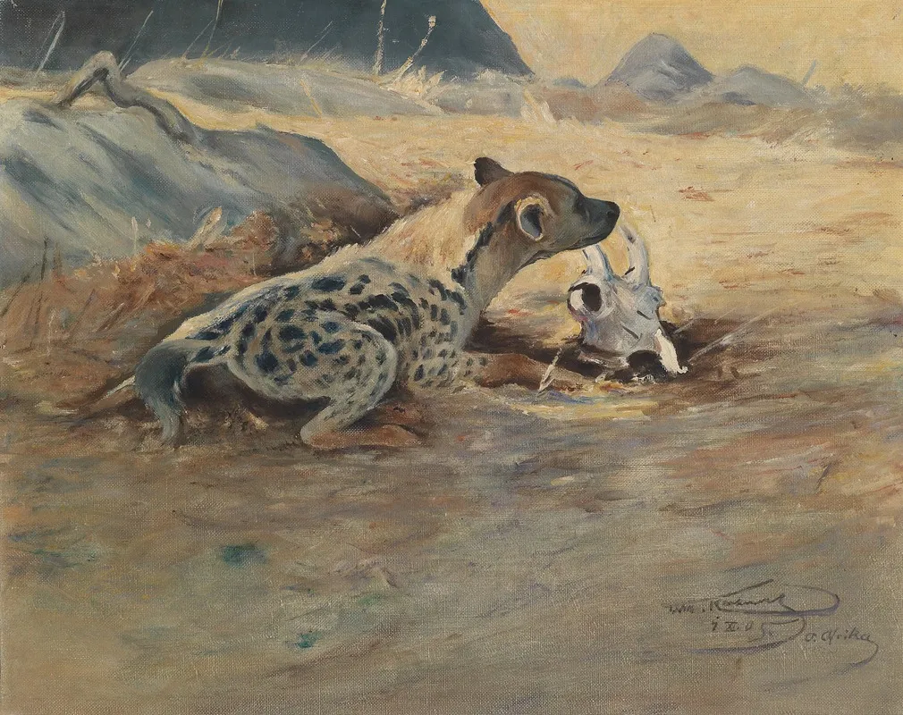 Hyane Auf Der Lauer Wall Art by Wilhelm Kuhnert - High-Resolution Digital Print