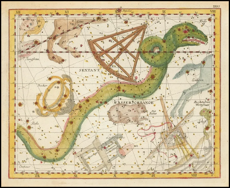 Hydra Continua Crater Corvus Centaurus Et Lupus Wall Art by Johann Elert Bode - High-Resolution Digital Print