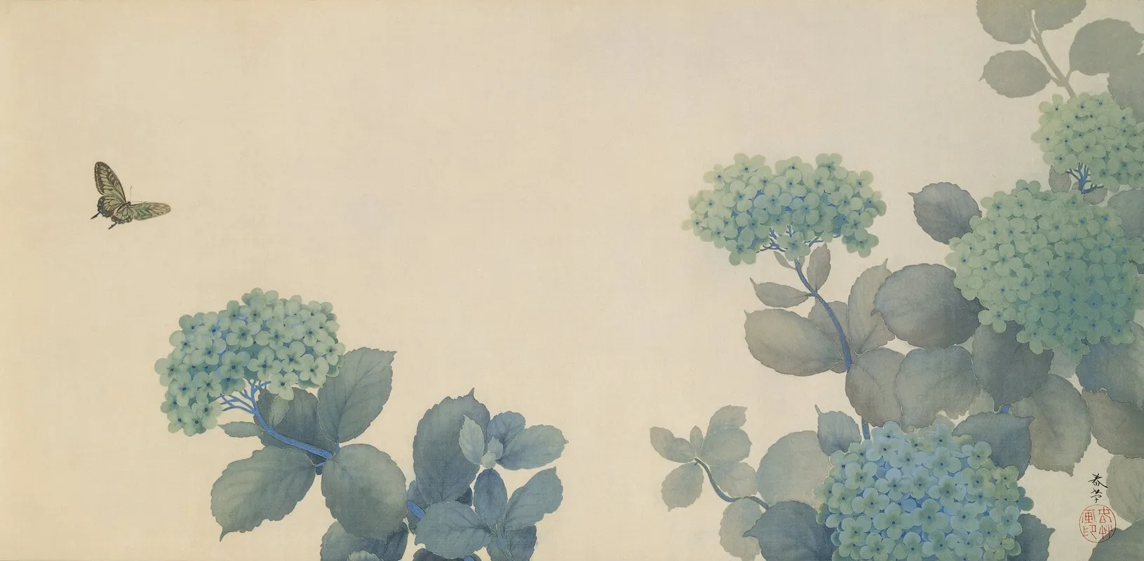Hydrangeas Wall Art by Hishida shunso - High-Resolution Digital Print