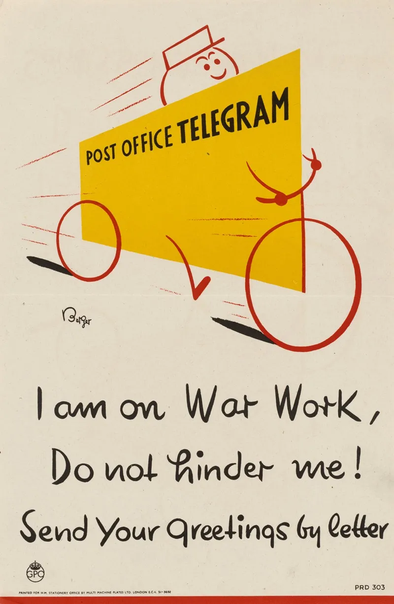 I Am On War Work Do Not Hinder Me Send Your Greetings By Letter Wall Art by Anonymous - High-Resolution Digital Print