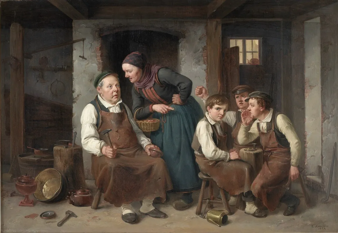 I En Kobbersmeds Vaerksted Wall Art by Christian Andreas Schleisner - High-Resolution Digital Print
