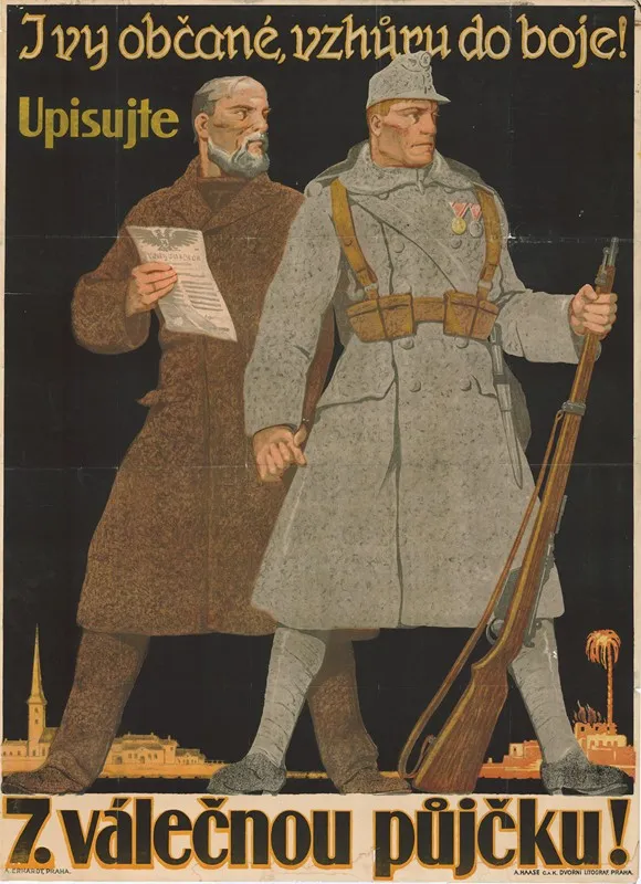 I Vy Obcane You Too Citizens On To The Fight Draw 7th War Loan Wall Art by Antonín Erhardt - High-Resolution Digital Print