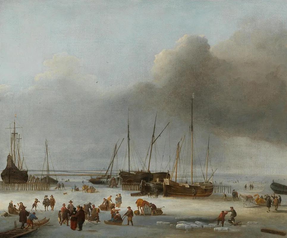 Ice Skating On The Eastern Docks Of Amsterdam Wall Art by Hendrick Jacobsz. Dubbels - High-Resolution Digital Print