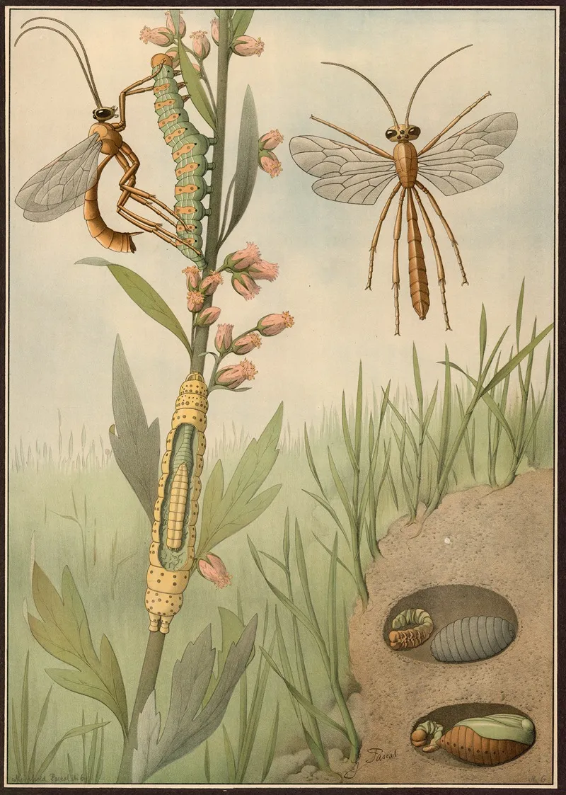 Ichneumon Wasps Wall Art by G. Pascal - High-Resolution Digital Print