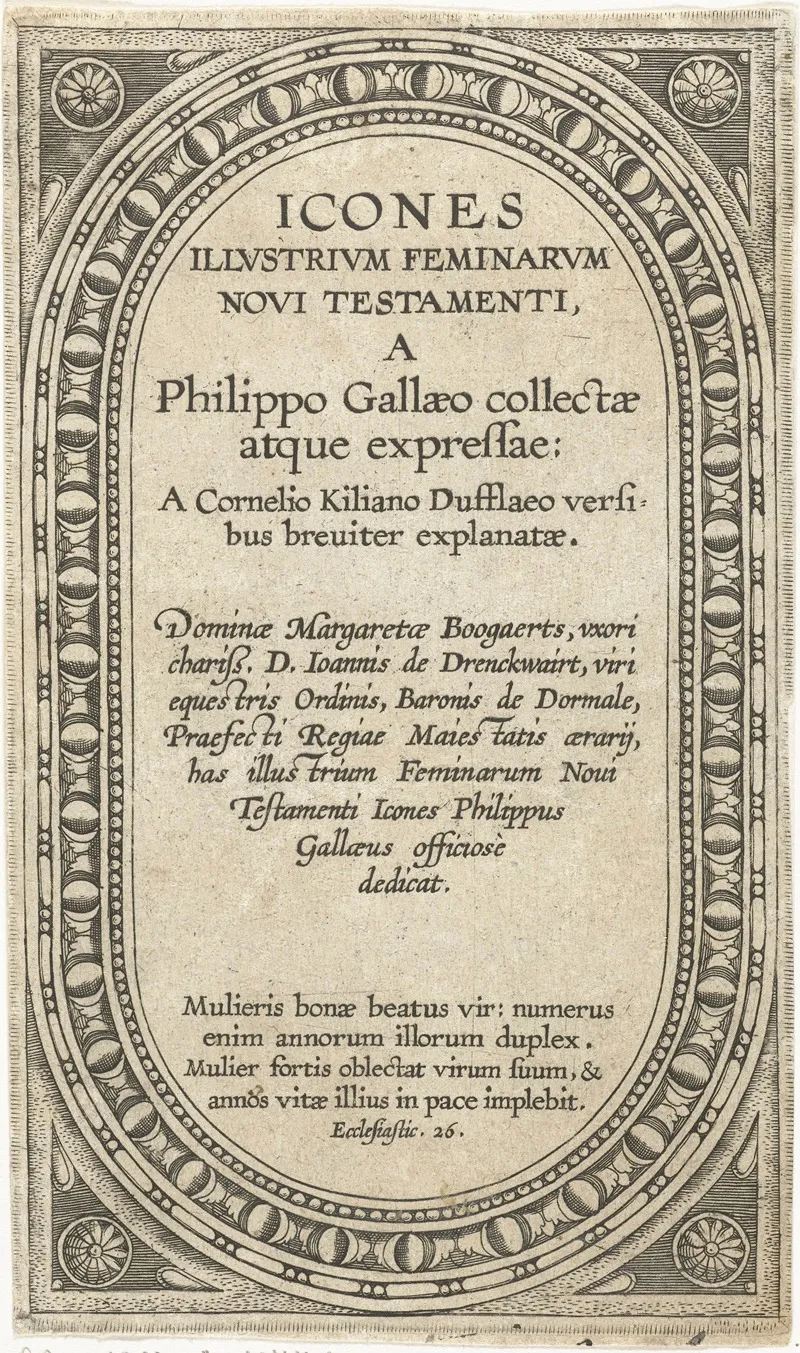 Icones Illvstrivm Feminarvm Novi Testamenti Title Page Wall Art by Jan Collaert II - High-Resolution Digital Print