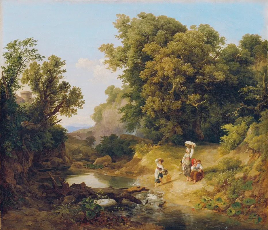 Ideale Landschaft Italienische Landschaft Wall Art by Károly Markó - High-Resolution Digital Print