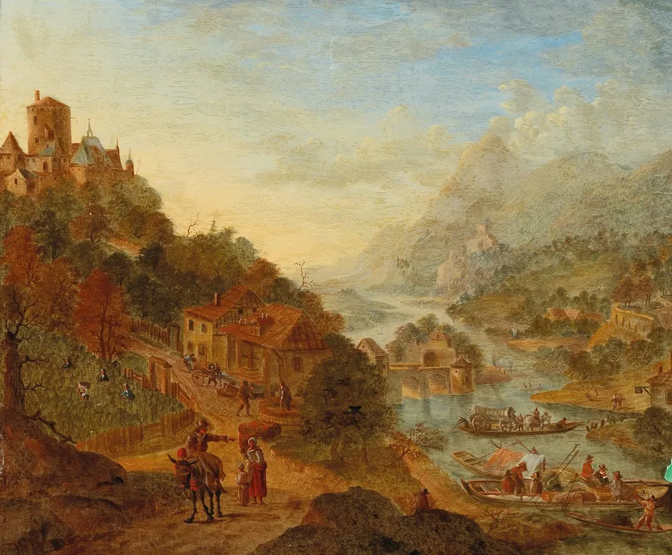 Idealised Rhine Landscape Wall Art by Cornelis Verdonck - High-Resolution Digital Print