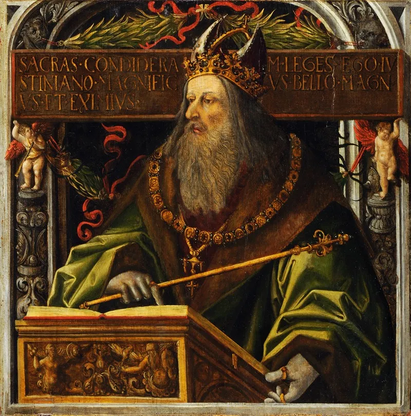 Idealized Portrait Of The Emperor Justinian Wall Art by Circle Of Ambrosius Holbein - High-Resolution Digital Print