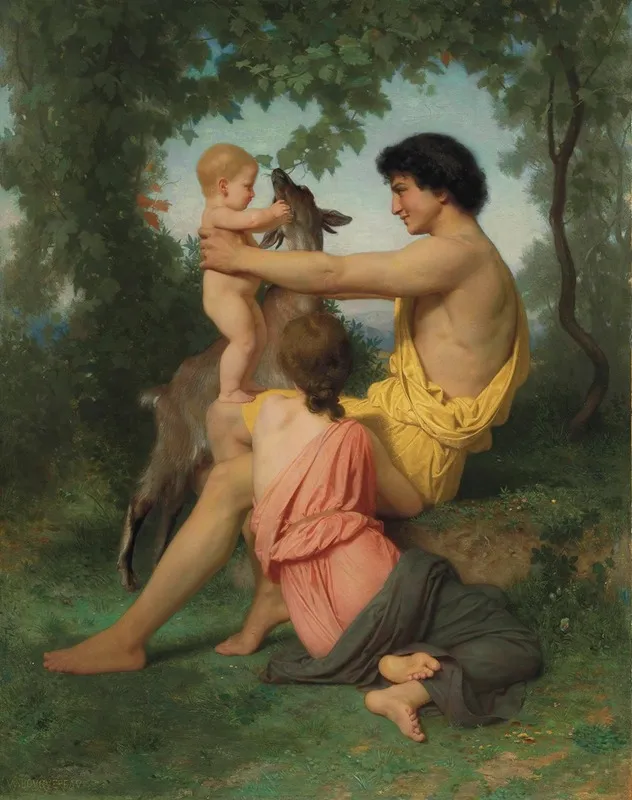 Idylle Famille Antique Wall Art by William Bouguereau - High-Resolution Digital Print