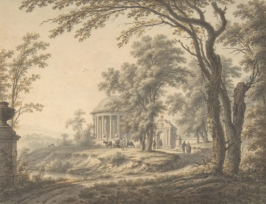 Idyllic Landscape With Temple Wall Art by Johann Heinrich Müntz - High-Resolution Digital Print