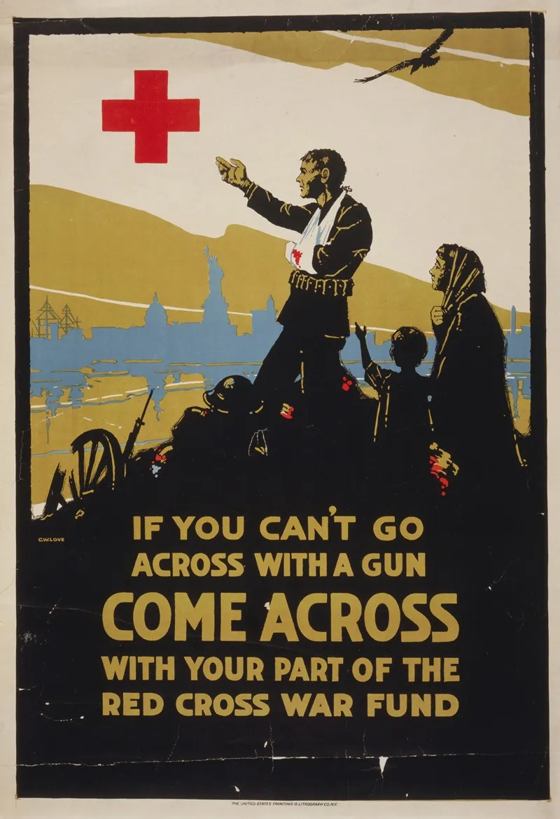 If You Cant Go Across With A Gun Come Across With Your Part Of The Red Cross War Fund Wall Art by C. W. Love - High-Resolution Digital Print