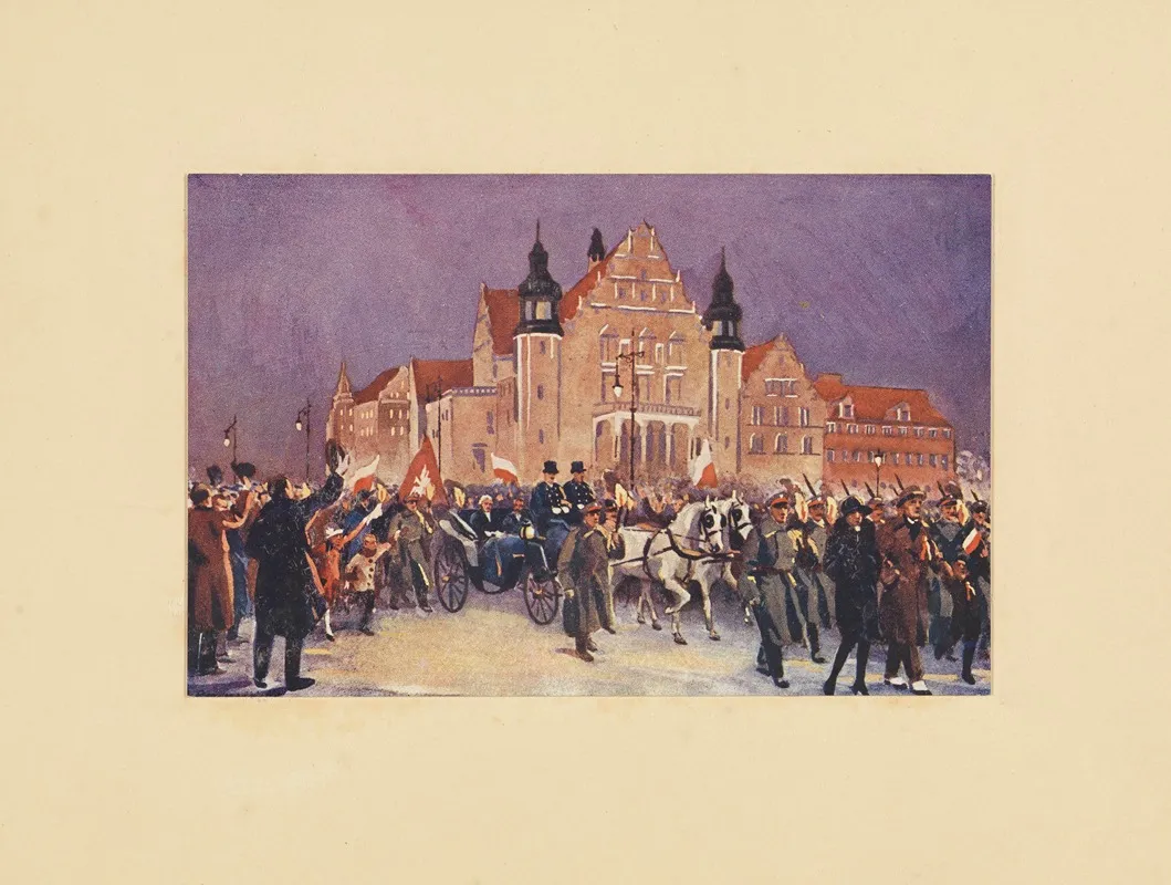 Ignacy Paderewskis Arrival In Poznan Accompanied By British Officers On Thursday December 26 1918 Wall Art by Leon Prauziński - High-Resolution Digital Print