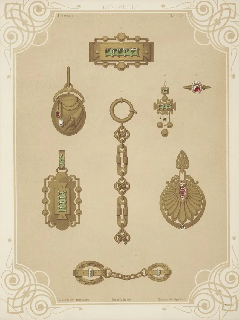 Ii Jahrgang Liefr I 1 Eight Designs For Jewelry Including Large Gold Chain