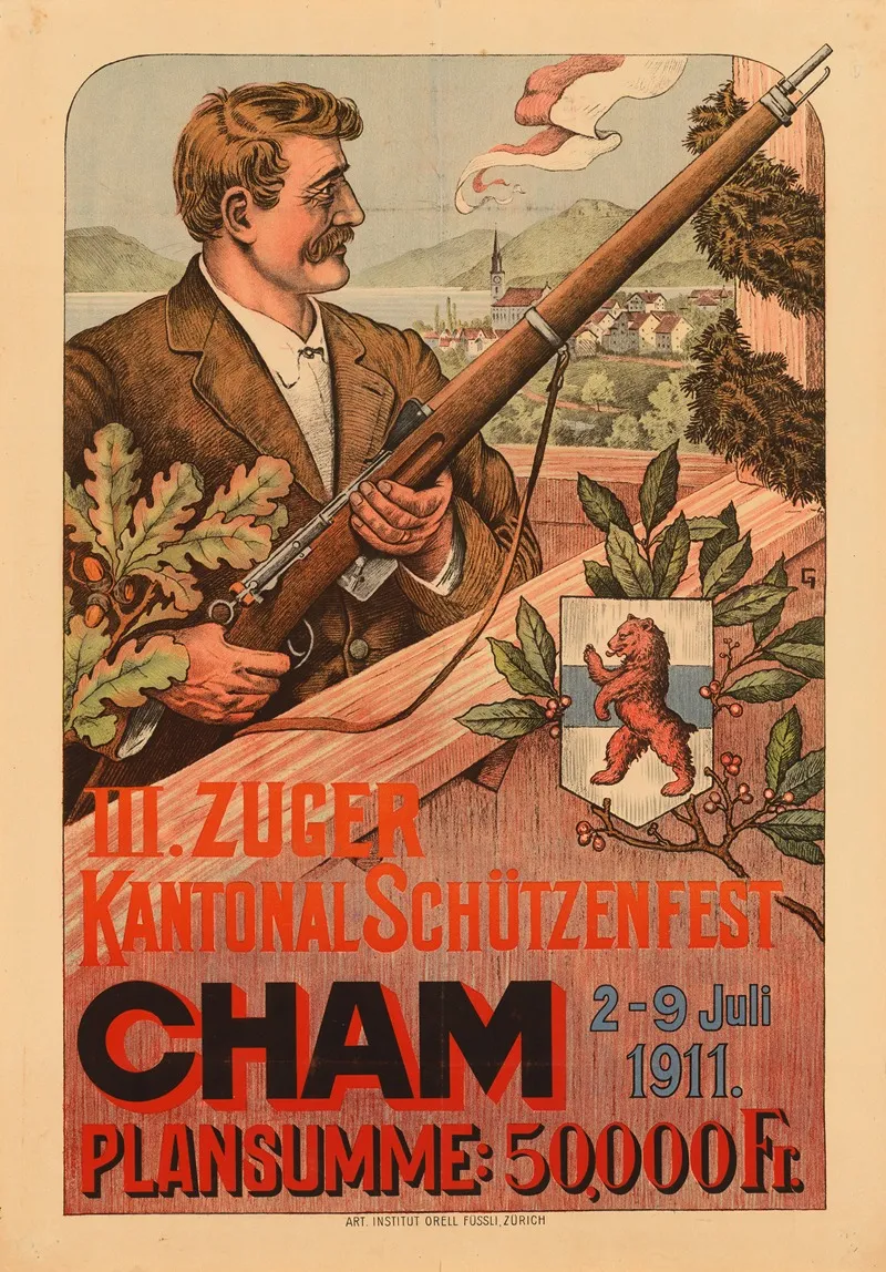 Iii Zuger Kantonalschutzenfest Cham 1911 Wall Art by Orell Füssli AG - High-Resolution Digital Print