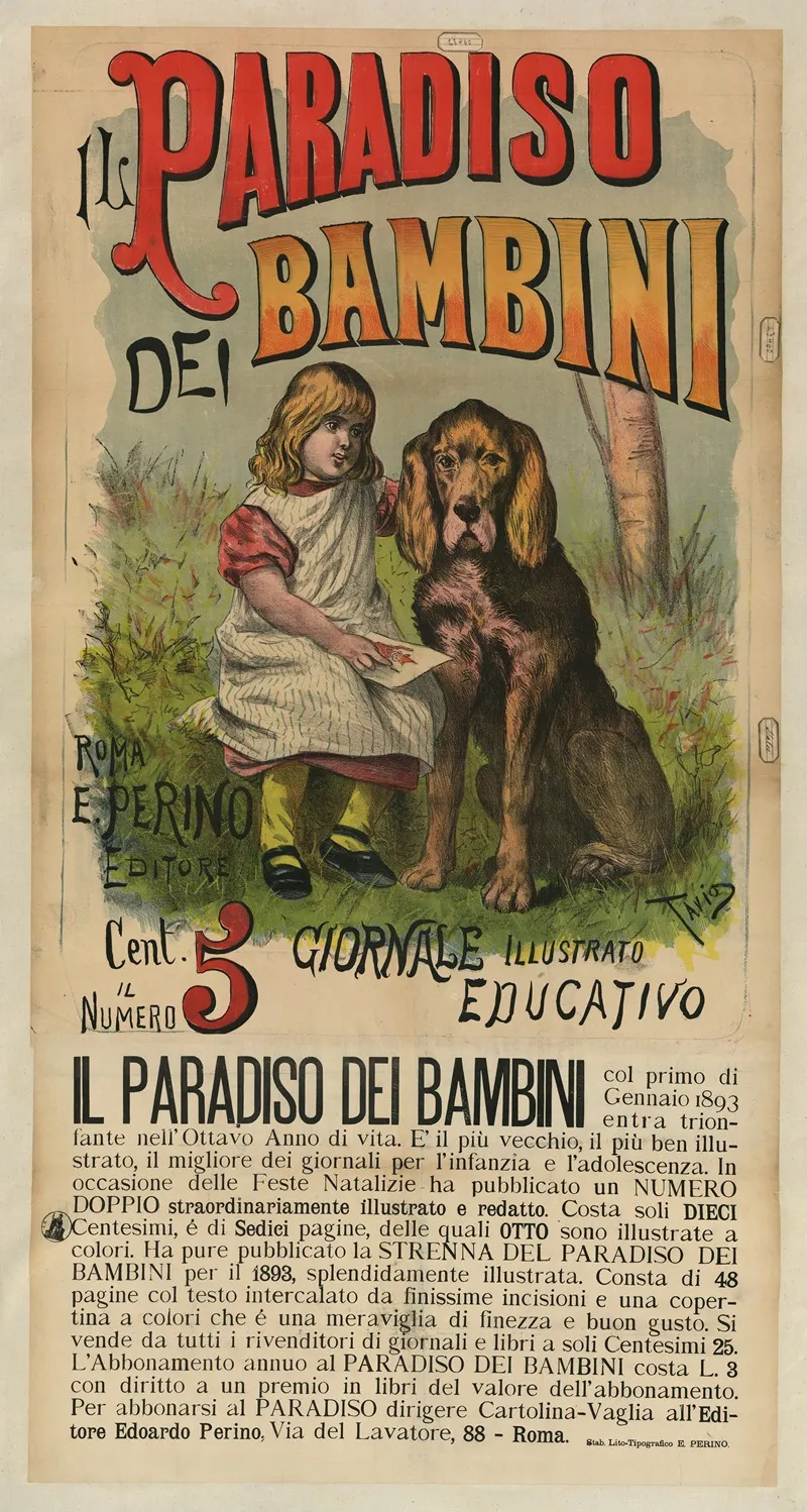 Il Paradiso Dei Bambini Giornale Illustrato Educativo Wall Art by Ottavio Rodella Tavio - High-Resolution Digital Print