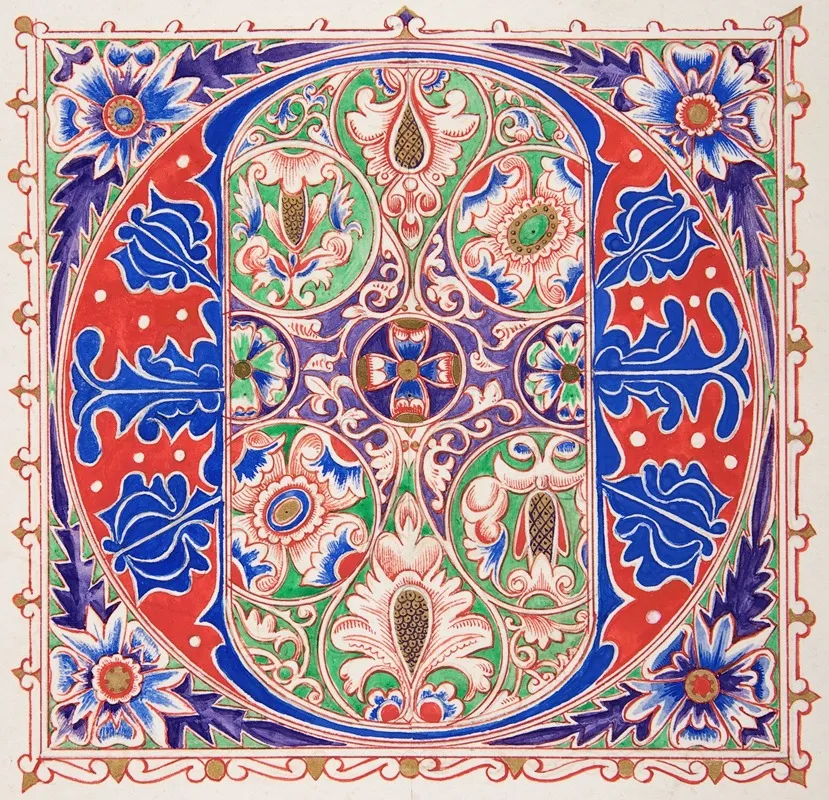 Illuminated Initial O Wall Art by Freeman Gage Delamotte - High-Resolution Digital Print