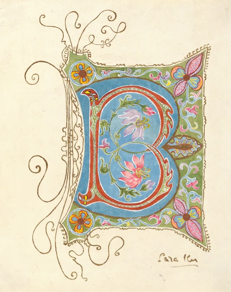 Illuminated Initial Wall Art by Sara Ker - High-Resolution Digital Print