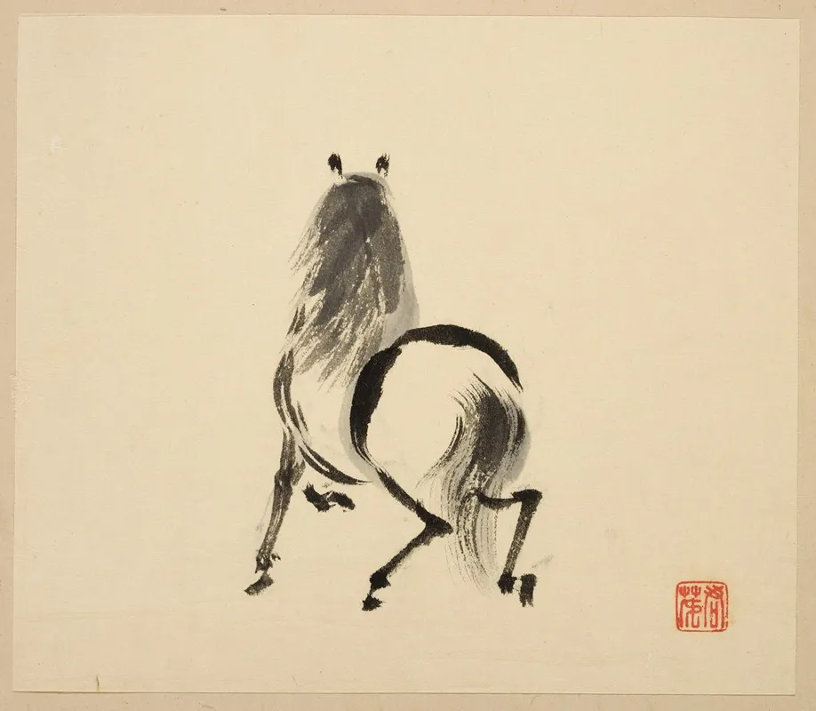 Illustrated Book Of Horses Pl 08 Wall Art by Tsurusawa Tansaku - High-Resolution Digital Print