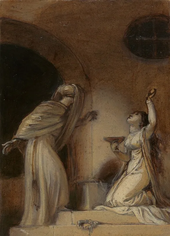 Illustration For An Eastern Romance Possibly The Arabian Nights With Kneeling Female Figure At Right Wall Art by Robert Smirke - High-Resolution Digital Print