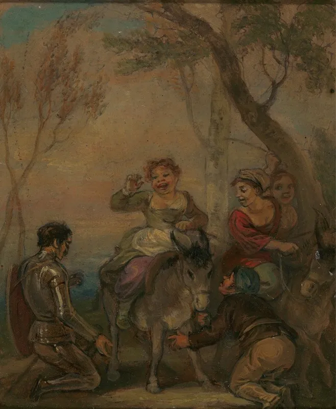 Illustration For Don Quixote With Figures On A Donkey Wall Art by Robert Smirke - High-Resolution Digital Print