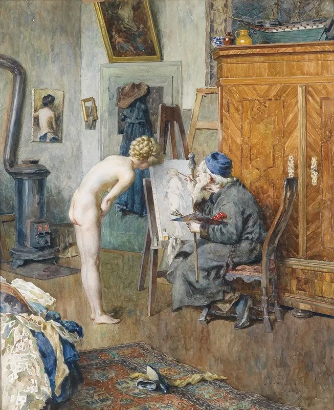 Im Atelier 2 Wall Art by Heinrich Rettig - High-Resolution Digital Print