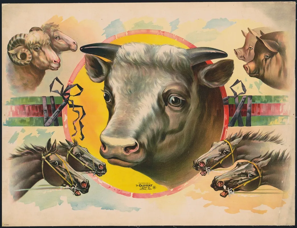 Image Of Cattle Pigs Cows Sheep And Horses Wall Art by Calvert Litho. Co - High-Resolution Digital Print