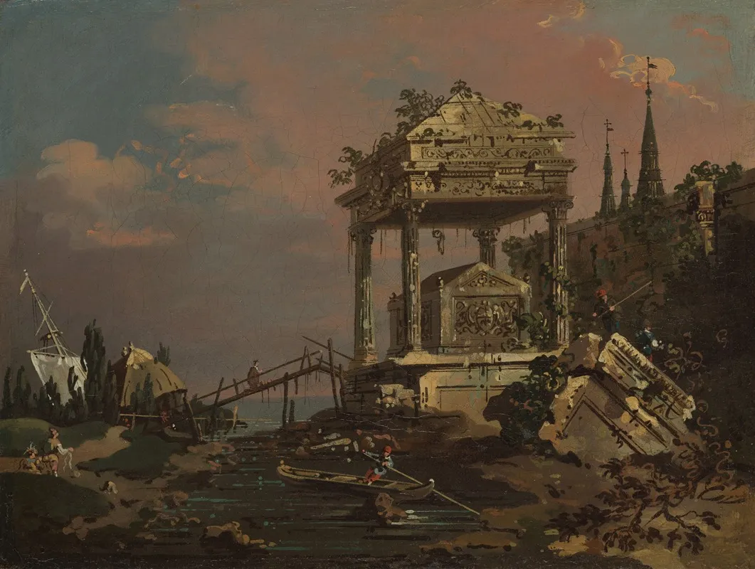 Imaginary View With A Tomb By The Lagoon Wall Art by Canaletto - High-Resolution Digital Print