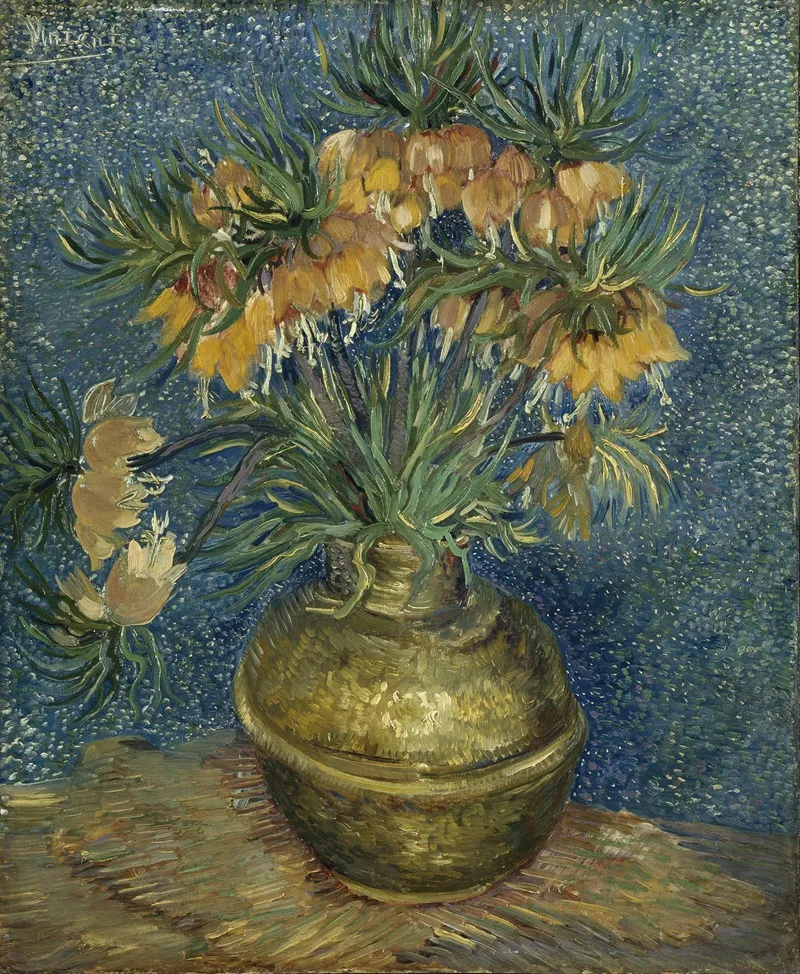 Imperial Fritillaries In A Copper Vase Wall Art by Vincent van Gogh - High-Resolution Digital Print